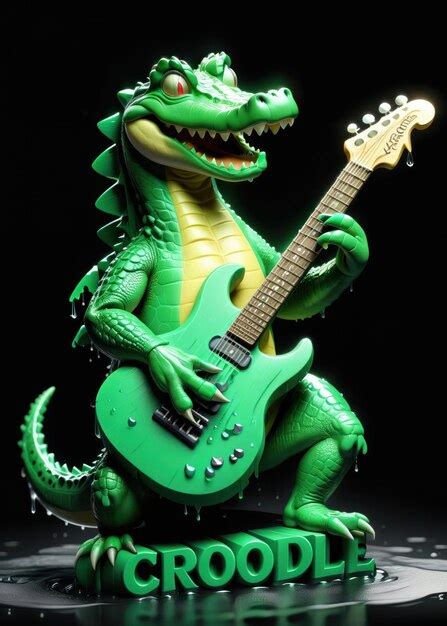 Premium Ai Image Crocodile Playing Guitar