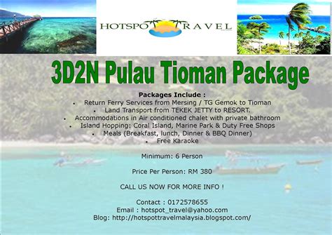 Surrounded by clear emerald waters and remarkable coral reefs. "Your Friendly Travel Companion": Pulau Tioman Package