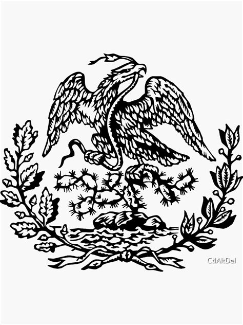 Pegatina Escudo De Armas De México Negro De Ctlaltdel Redbubble