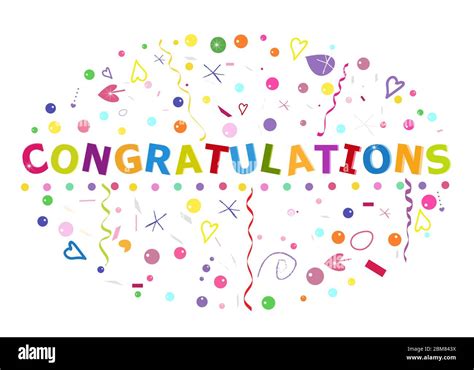 Congratulations Lettering Text Colorful Confetti And Balloon Poster