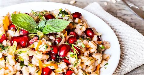 Pearled Barley Salad With Apples Pomegranate Seeds And Pine Nuts New