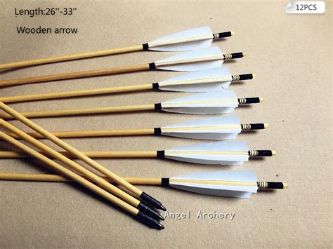 New 12pcs Handmade Wooden Arrows Cedar Wood Shafts Arrows 4 Feathers