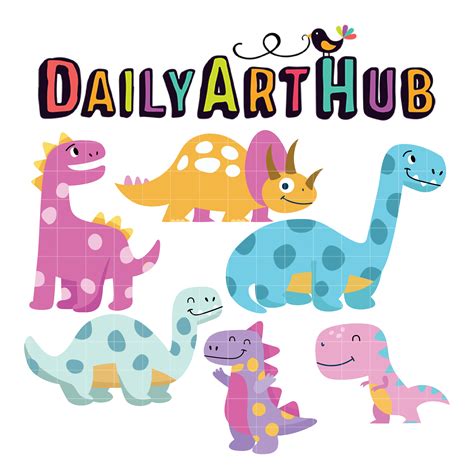 Cute dinosaur clipart with watercolor illustration. Cute Pastel Dinosaurs Clip Art Set - Daily Art Hub - Free Clip Art Everyday