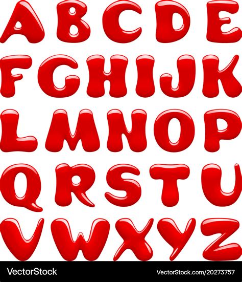 Red Glossy Alphabet Capital Letters Isolated Vector Image