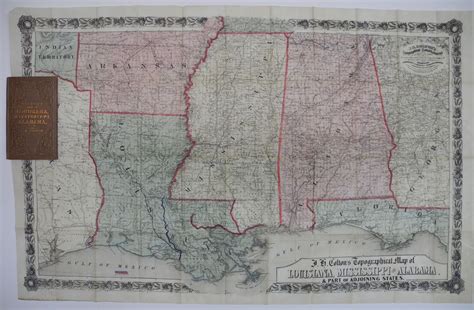 J H Coltons Topographical Map Of Louisiana Mississippi And Alabama