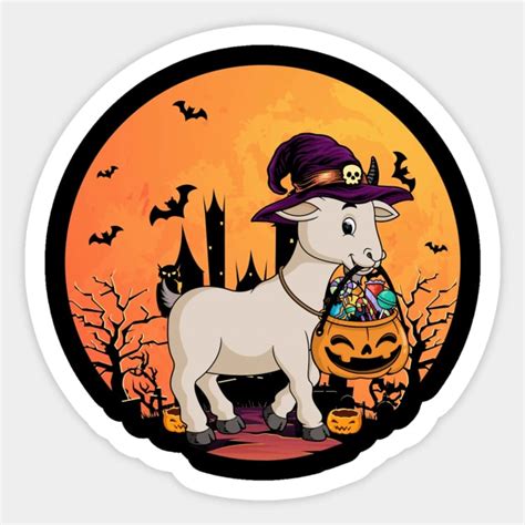 Halloween Goat With Witch Hat Pumpkin Candy Bucket Halloween Goat