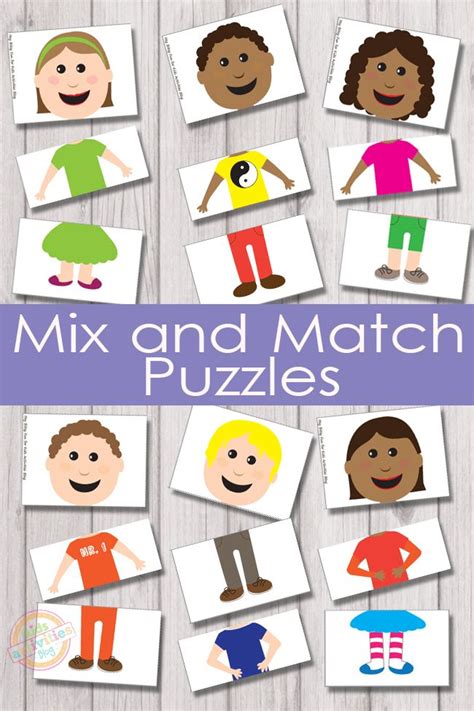 Free Printable Mix And Match Puzzles For Kids Printable Activities