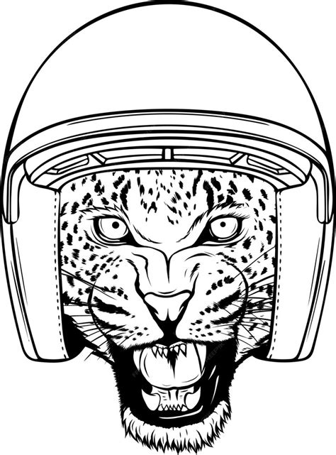 Premium Vector | Vector leopard head in black and white outline