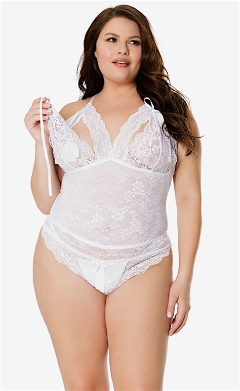 Peek A Boo Cup Crotchless Lace Teddy Plus Size Coquette Bridal Lingerie