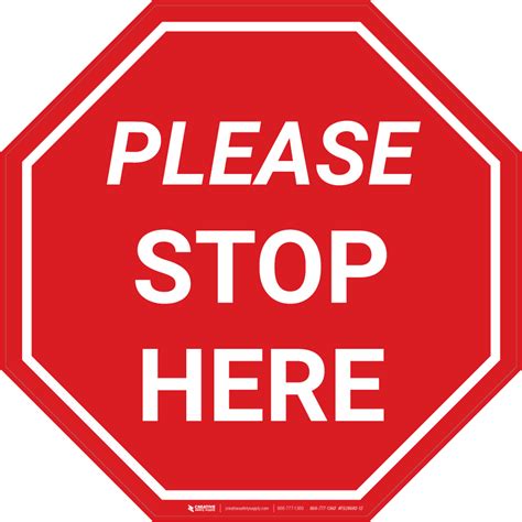 Please Stop Here Stop Floor Sign 5s Today