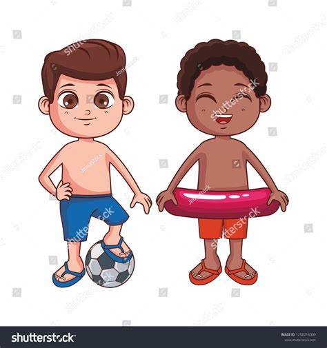 Cute Boys Cartoon Stock Vector Royalty Free 1258216300 Shutterstock