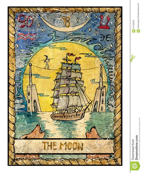 Old Tarot Cards Full Deck The Moon Stock Illustration
