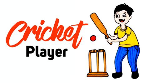 How To Draw Cricket Player Cricketer Drawing For Kids Draw Dots