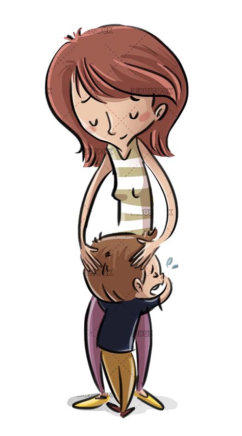 Niño Llorando Abrazando A Su Madre Dibustock Ilustraciones