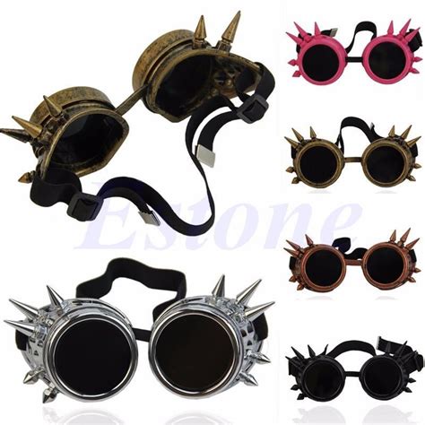 Vintage Retro Victorian Gothic Cosplay Rivet Steampunk Goggles Glasses Welding Punk 5 Colors