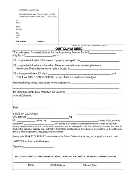 Free Quitclaim Deed Forms Templates Templatelab