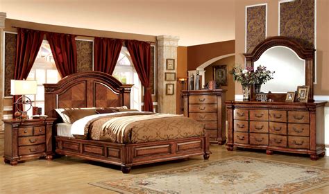 Bellagrand Antique Tobacco Oak Bedroom Set From Furniture Of America Cm7738q Bed Coleman