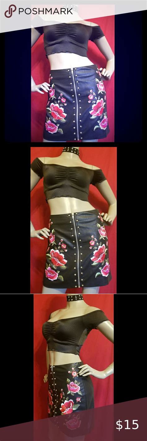 Studded Leather Zip Up Mini Skirt 🌷nwot Sexy Leather Mini Skirt 🌷zips