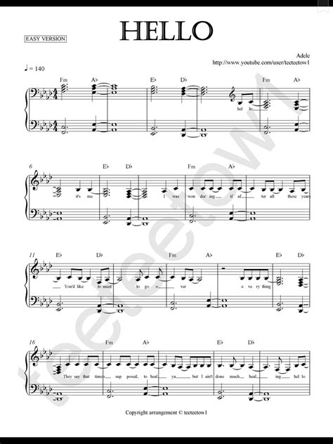 Sheet Music With The Words Hello On It