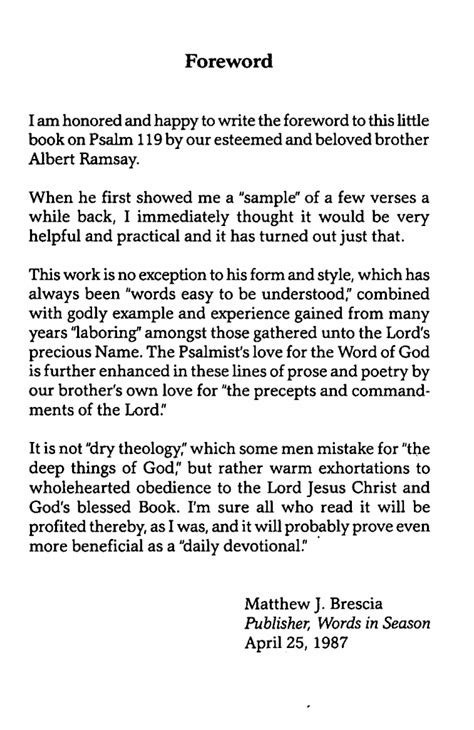 Book Psalm 119 Authors Note And Foreword The Glorious Gospel