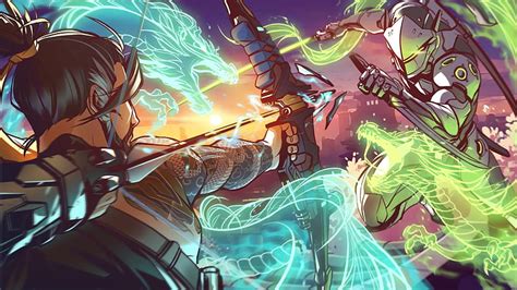 1080p Free Download Hanzo Vs Genji Overwatch Artwork Games Hd