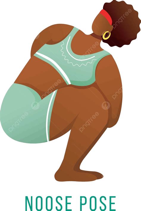 Darkskinned Woman Doing Yoga Pose With Noose In Flat Vector Vector