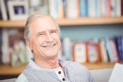 Close Up Of Senior Man Smiling At Home Stock Image Image Of Life