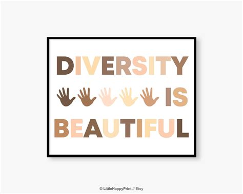 Diversity Is Beautiful Art Print Hands Equality Inclusive Etsy