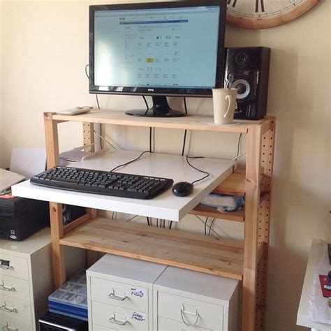 Working elsewhere encourages you to work better. Standing desk IKEA hack - Linnmon desk & IVAR shelf | Ikea ...