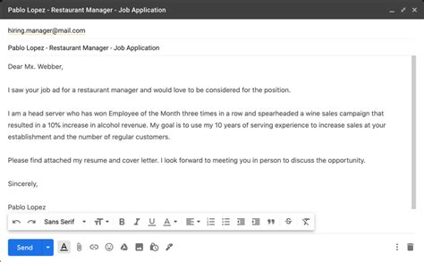 Example of sending resume via email. How to Email a Resume +Sample Email for a Job