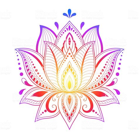 Colorful Floral Pattern For Mehndi And Henna Drawing Hand Draw Lotus