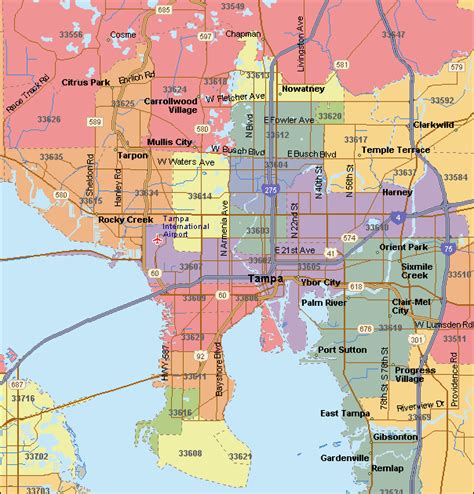 Tampa Map With Zip Codes Tourist Map Of English