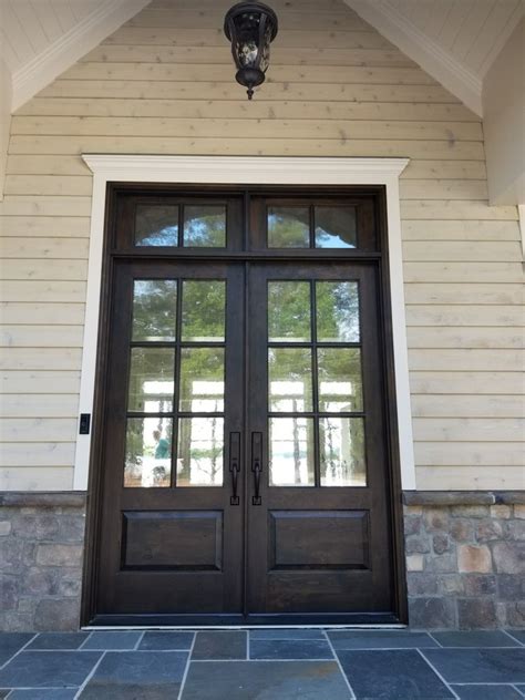 Double Front Door With Transom Entry Charlotte By Tlg Doors And