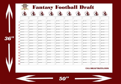 10 Team 16 Round Downloadable Draft Board Etsy Uk