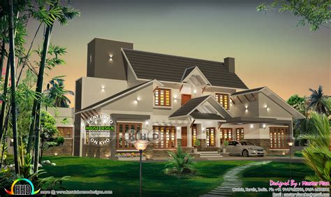 Unique Sloping Roof Luxury Kerala Home Design Kerala Home Design And