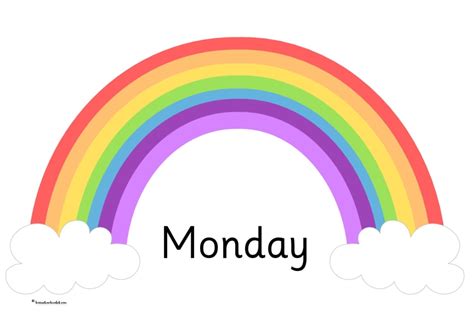 Display Days Of The Week On Rainbows Printable Teaching Resources