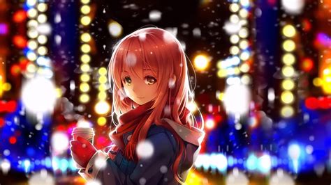 Wallpaper Anime Girls Snow Winter Original Characters Christmas