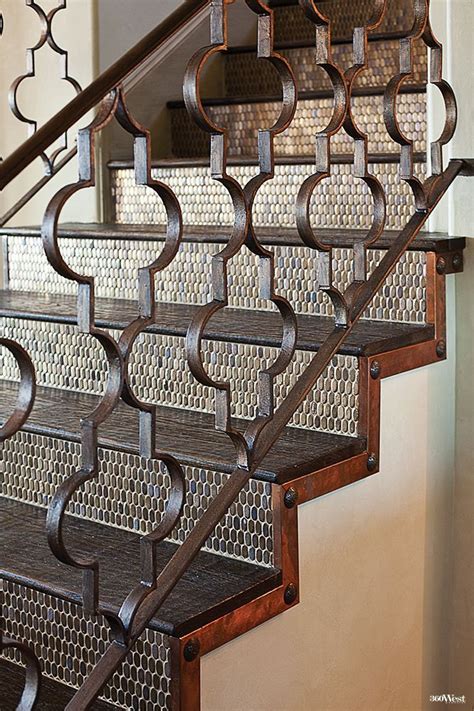 Copper Penny Tiles Fill Stair Risers Featuring Copper Work By Rick