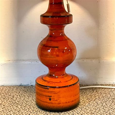Vintage Retro Orange Ceramic Lamp Antique Lighting Hemswell Antique