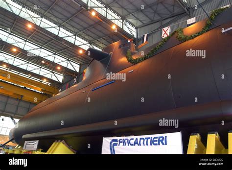 Launch Of The Scirè Submarine For The Italian Navy At The Fincantieri