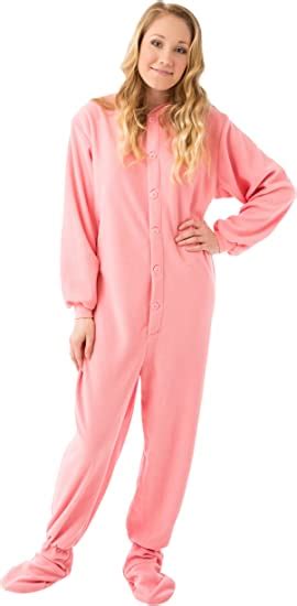 Big Feet Pajama Co Pink Fleece Onesie Adult Footed Pyjamas With Bum