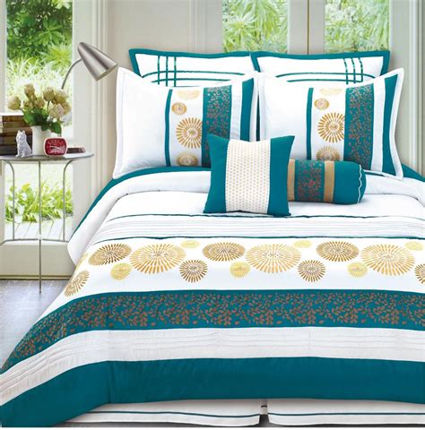 Queen size boy comforter sets. 12 Piece King Citron Teal Blue Bedding Bed in a Bag Set ...