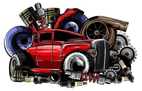 Car Spare Parts And Frame Depicted In Vector Illustration Vector Coil