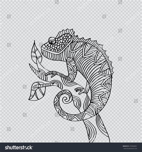 Hand Drawn Chameleon Zentangle Style Stock Vector 476966851 Shutterstock