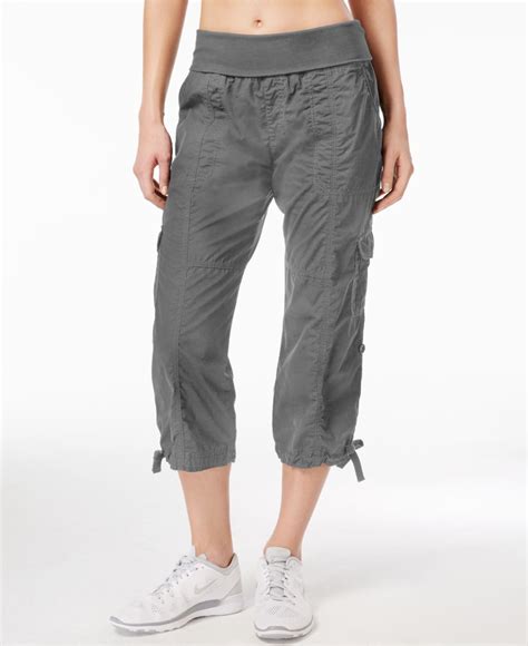 calvin klein performance cargo cropped pants in gray charcoal lyst