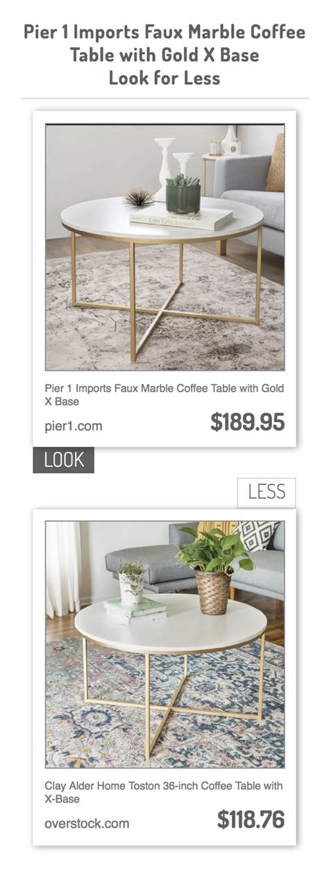 Please note, this is an item that may be especially difficult to move and/or. Pier 1 Imports Faux Marble Coffee Table with Gold X Base ...