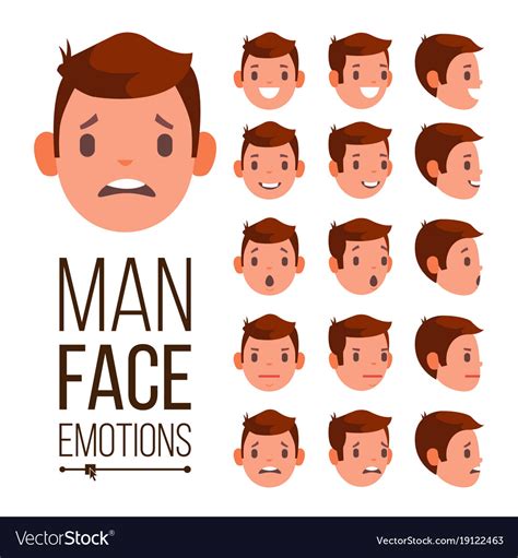 Man Emotions Different Male Face Avatar Royalty Free Vector