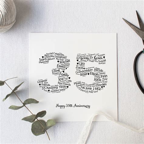 Personalised 35th Wedding Anniversary T By Hope And Love