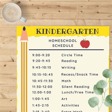 Kindergarten Homeschool Schedule Printable Full Day Etsy In 2021