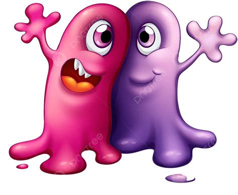 Two Happy One Eyed Monsters Partners Oblong Clip Art Vector Partners